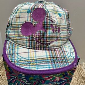 DISNEY PARKS MICKEY PLAID EMBELLISHED HAT